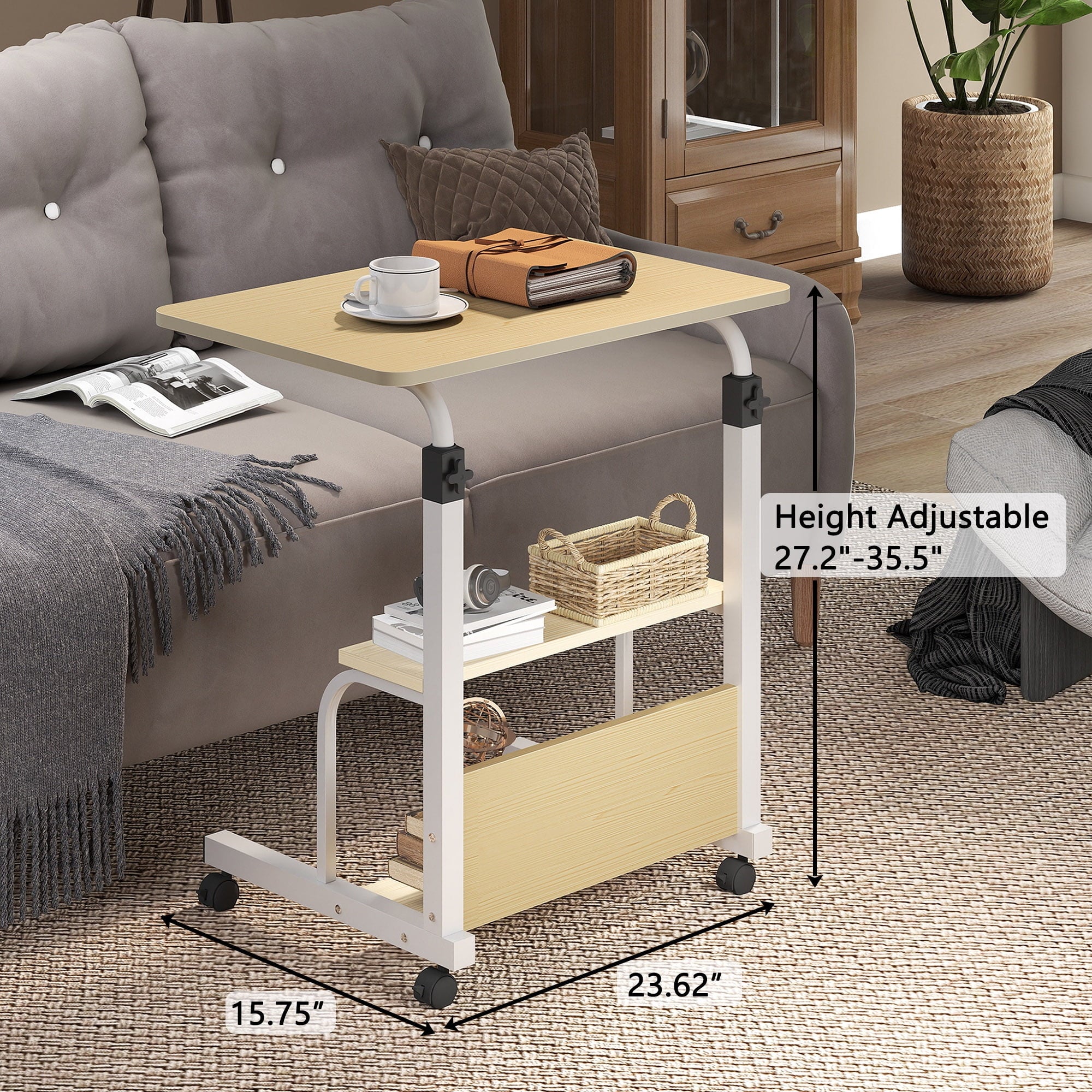 Harigal Adjustable Desk Height Mobile Computer Desk-Laptop Table for Home Office Furniture