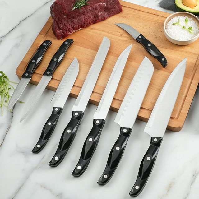 SUGIFT 19 Pieces Knife Block Set with Block, Stainless Steel Knife Set for Best Gift
