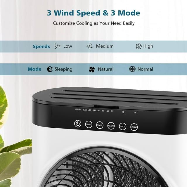 YouYeap Air Cooler Portable Evaporative Air Cooler Fan with Remote Control Casters Suitable for Home Office
