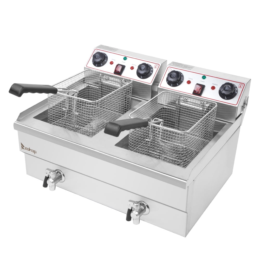 SUGIFT 16.9QT Stainless Steel Faucet Double Tank Deep Fryer 3400W MAX