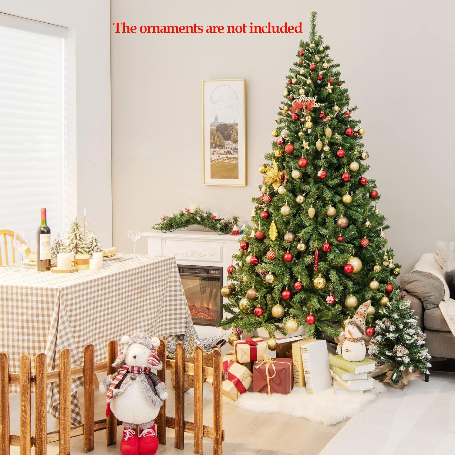SUGIFT 6ft Artificial Frosted Christmas Tree, Christmas Decor