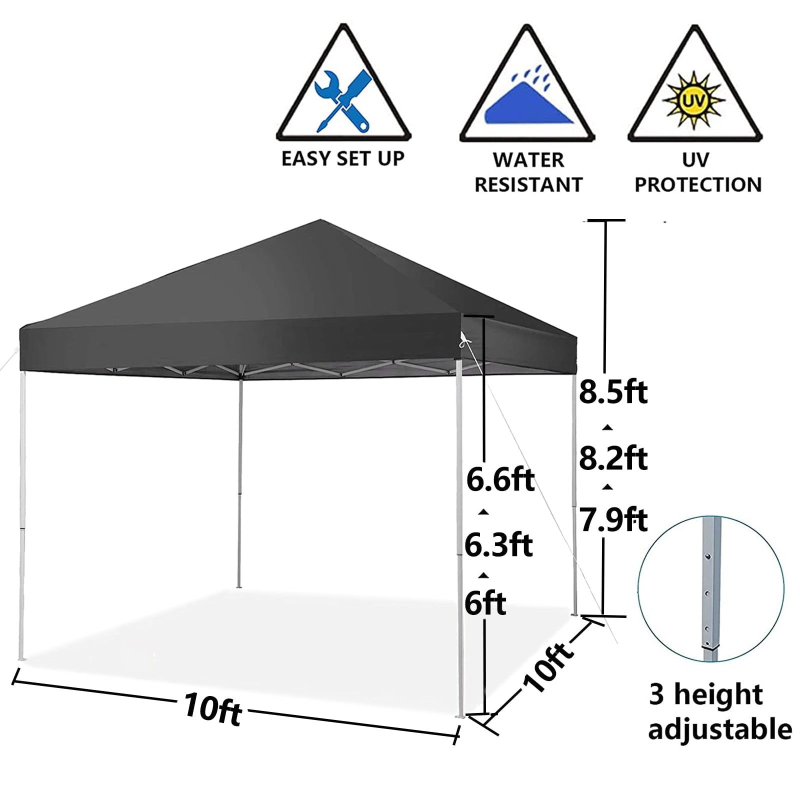 SUIFT 10x10 Pop Up Canopy Tent Instant Folding Canopy with 4 Weight Sandbags, Black