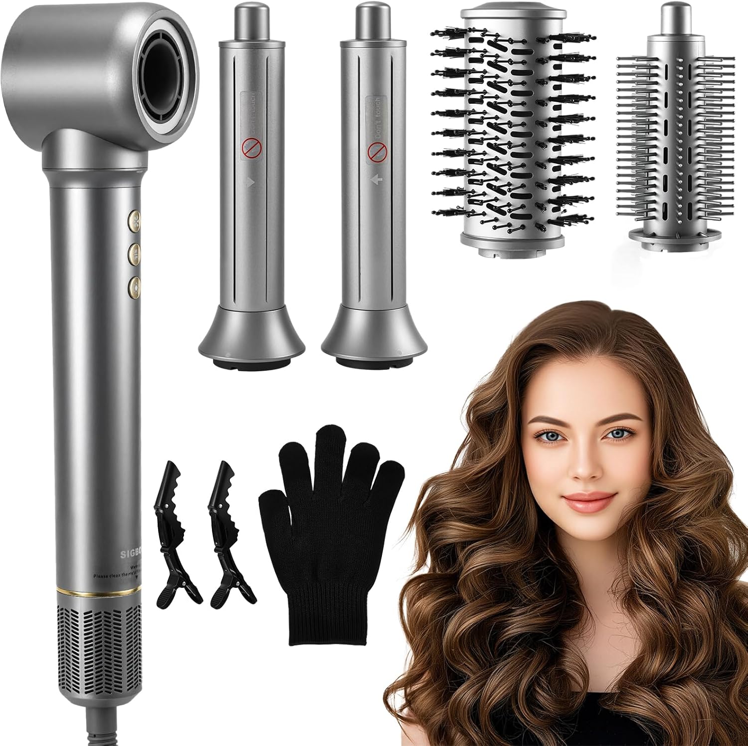 SUGIFT Hair Dryer Brush, 5 in 1 Multi Hair Styler,110,000 RPM High-Speed Negative Ionic Hair Dryer Fast Drying, Professional Blow Dryer Brush for Curling Volumizing Straightening Waves Styling, Salon Tools