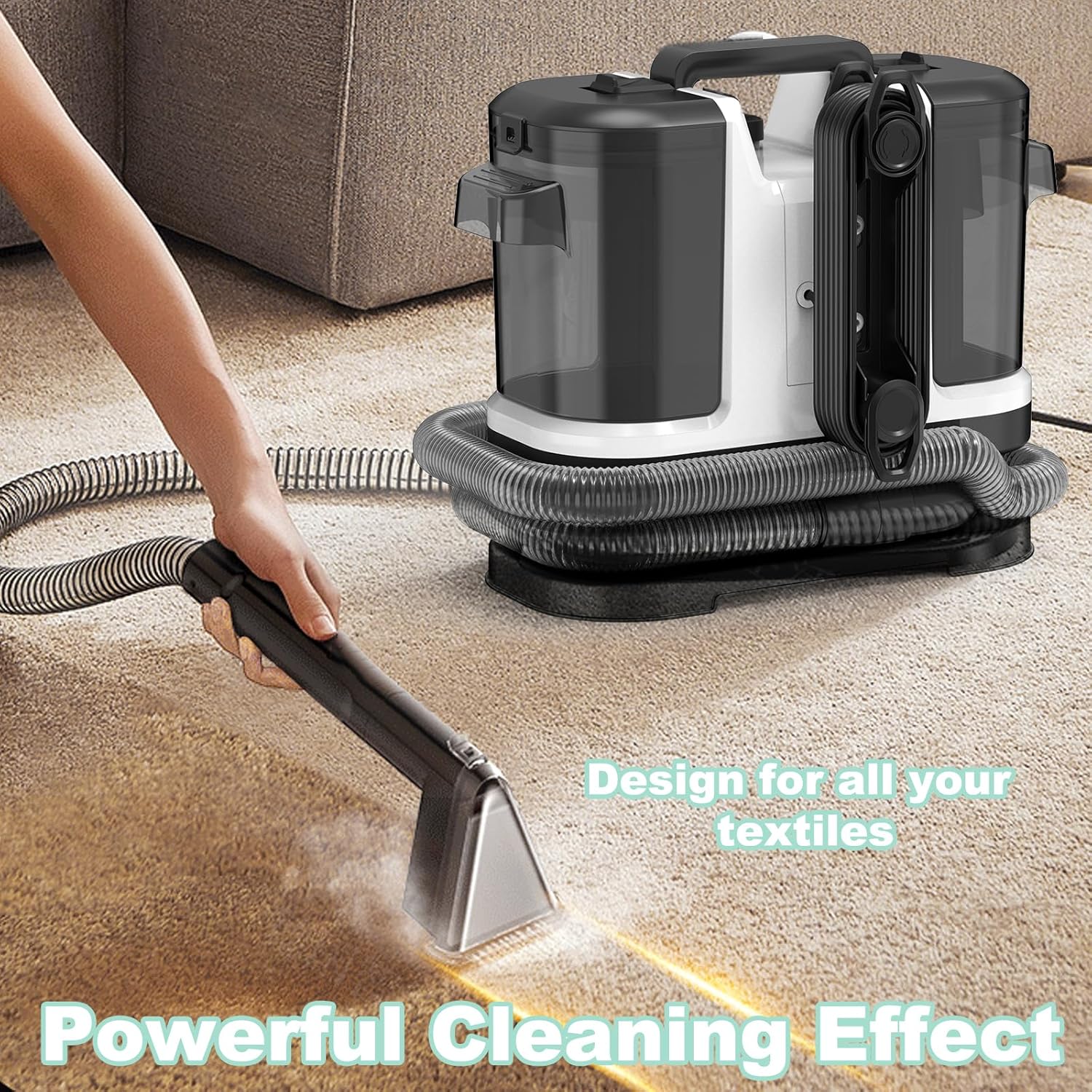 SUGIFT Carpet Cleaner Machine, 500W Portable Carpet Spot and Upholstery Cleaner Machine with Handle for Pet Stains, Sofa, Car Seat, Furniture