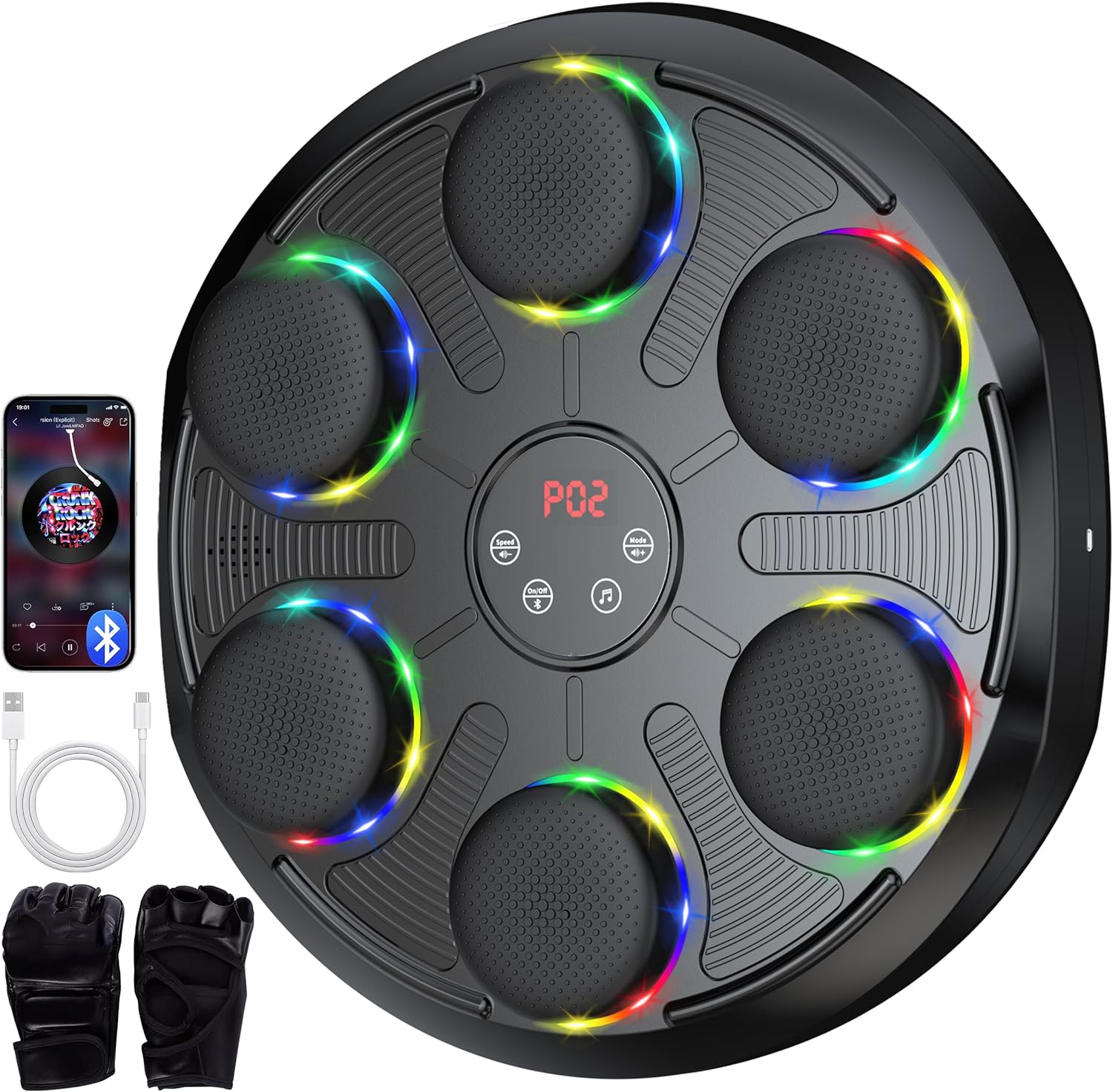 SUGIFT Music Boxing Machine for Adults and Teen - Smart Rhythm Sync, 12 Preset Modes, 12 Speeds, Fun Boxing Game Equipment Music Punching Machine for Kids, Teen, Women, Men