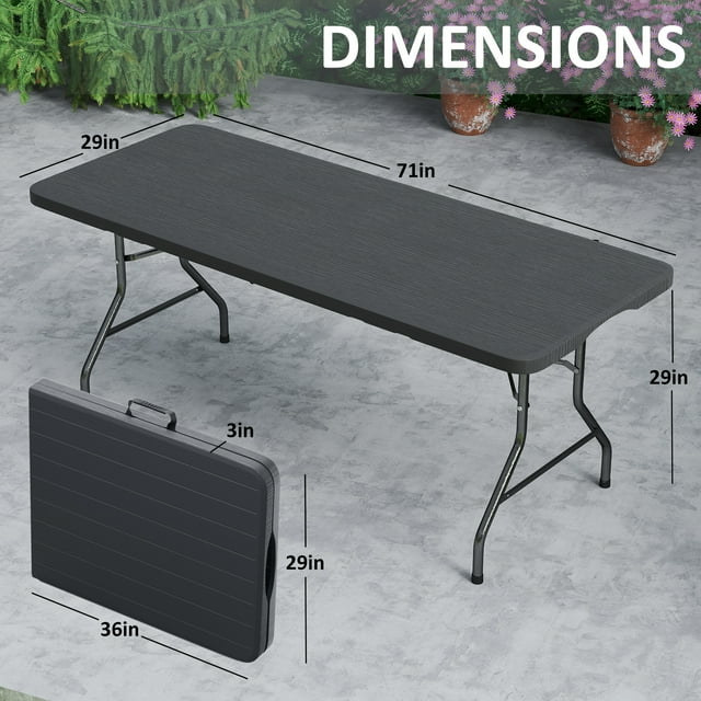 SUGIFT 6ft Folding Table Plastic Foldable Table for Indoor/Outdoor Use