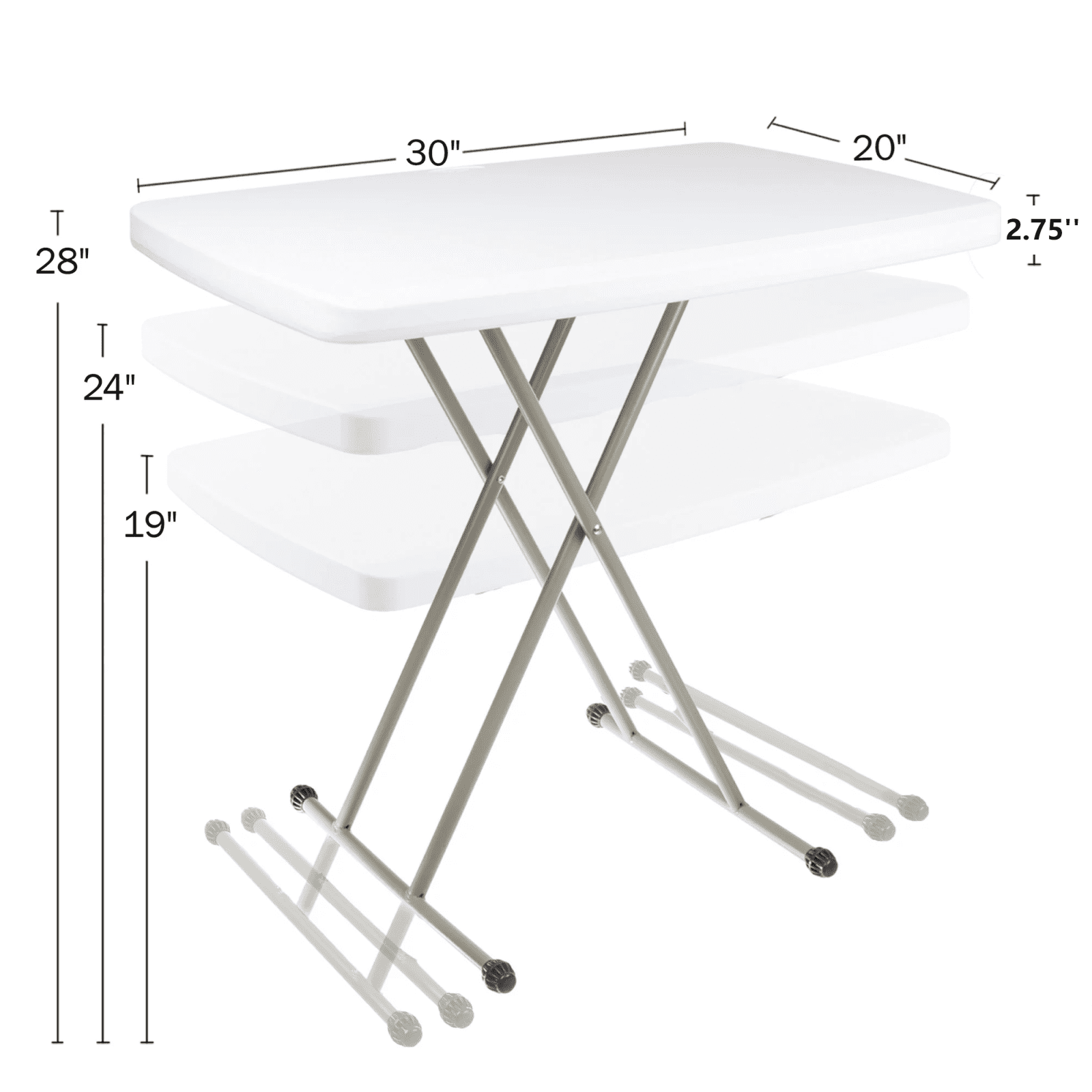 SUGIFT 30 inch Folding Table Indoor/Outdoor, Fold-in-Half Portable Picnic Table for Camping, White