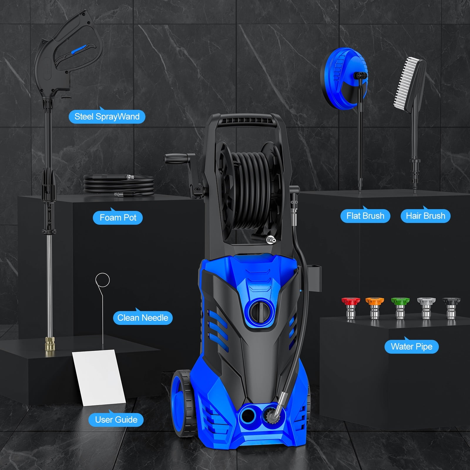 4500PSI Electric High Pressure Washer Machine 3.2 GPM 1800W w/ Deck Patio Cleaner