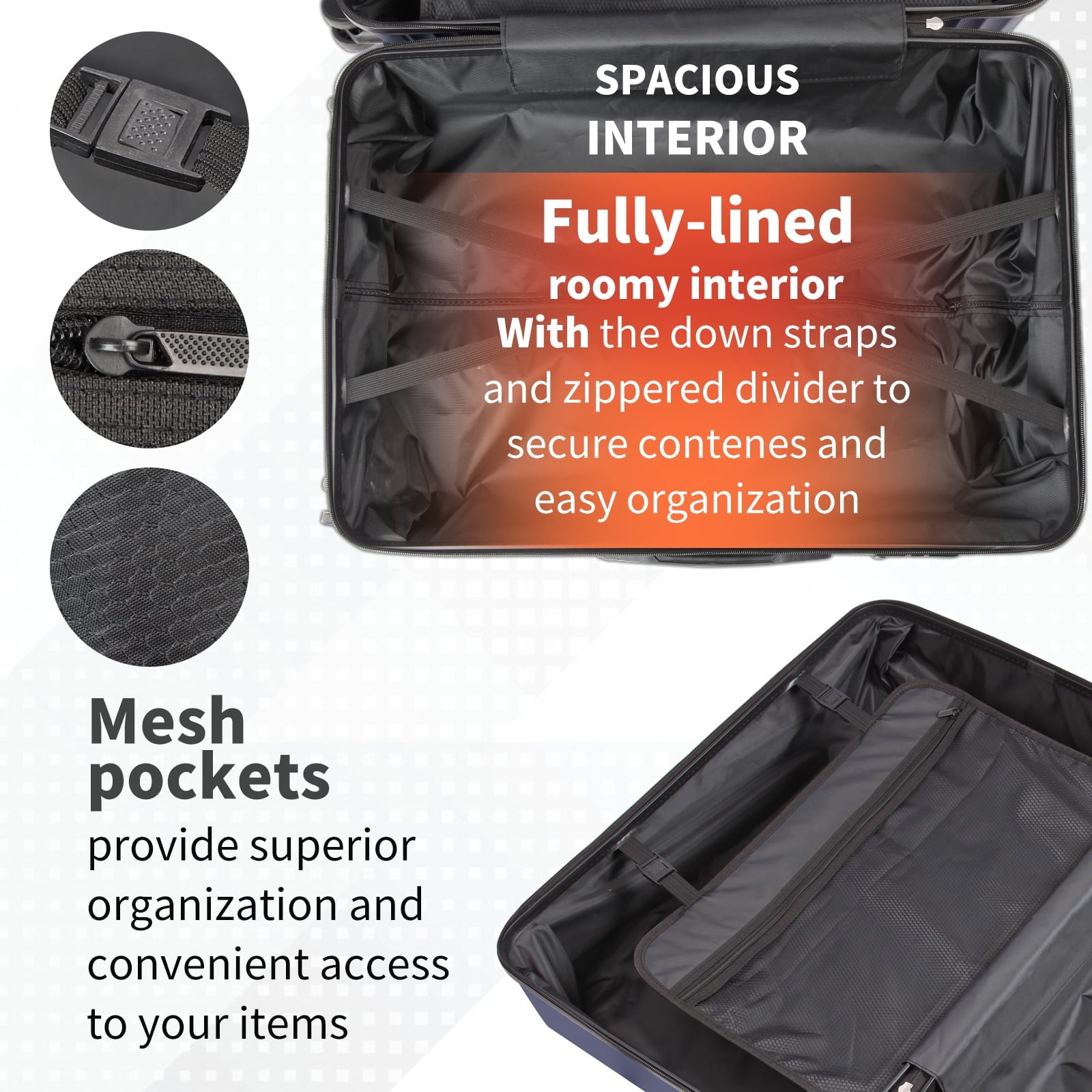 SUGIFT 3-Piece Hardshell Spinner Luggage Set (20in,24in,28in) with Scratch-Resistant Finish - Blue
