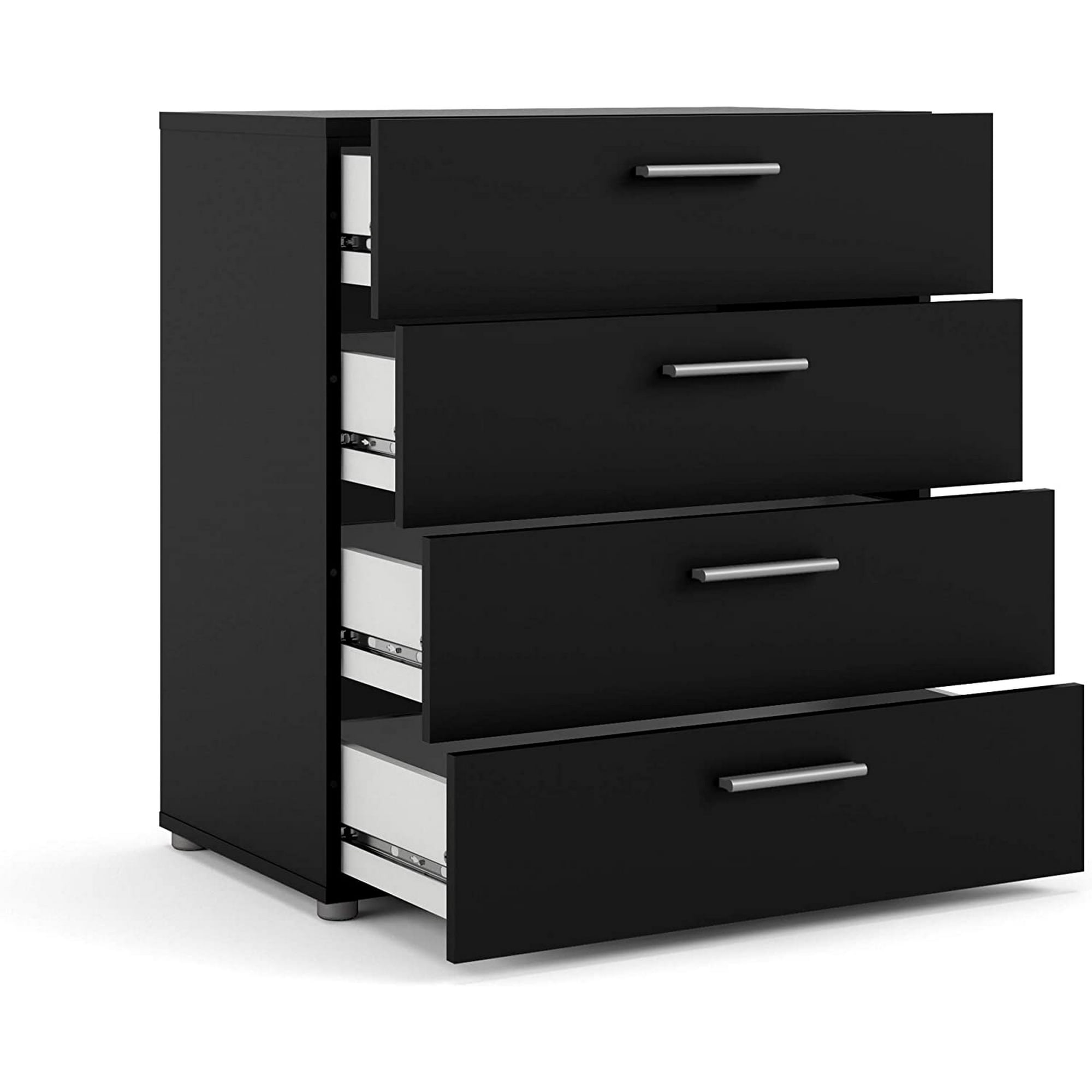SUGIFT 4 Drawer Dresser Wood Chest of Drawers with Storage, Black
