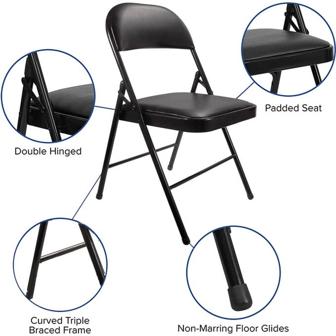 SUGIFT 4 Pack Black Padded Metal Folding Chair for Outdoor Indoor