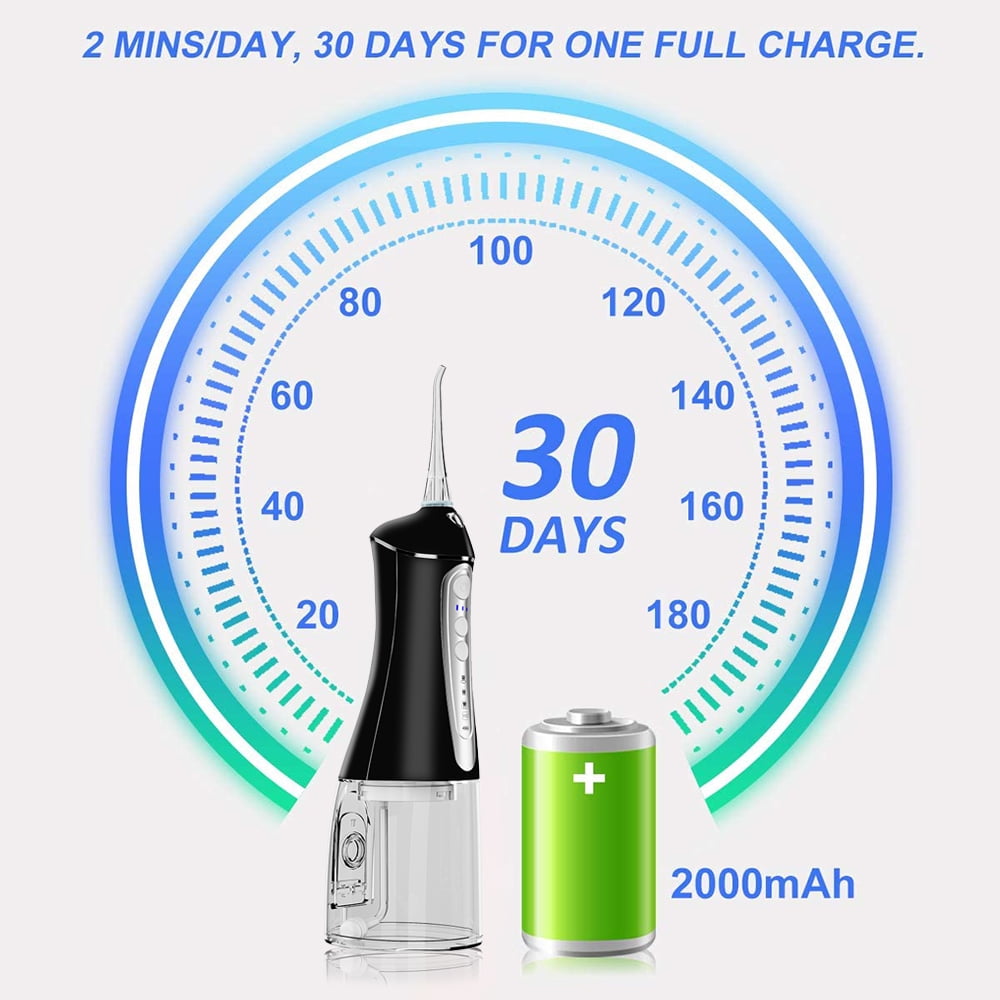 SUGIFT Water Flosser for Teeth 320ML Water Flossers Dental Oral Irrigator with DIY Mode 4 Jet Tips, IPX7 Waterproof,Portable for Home Travel