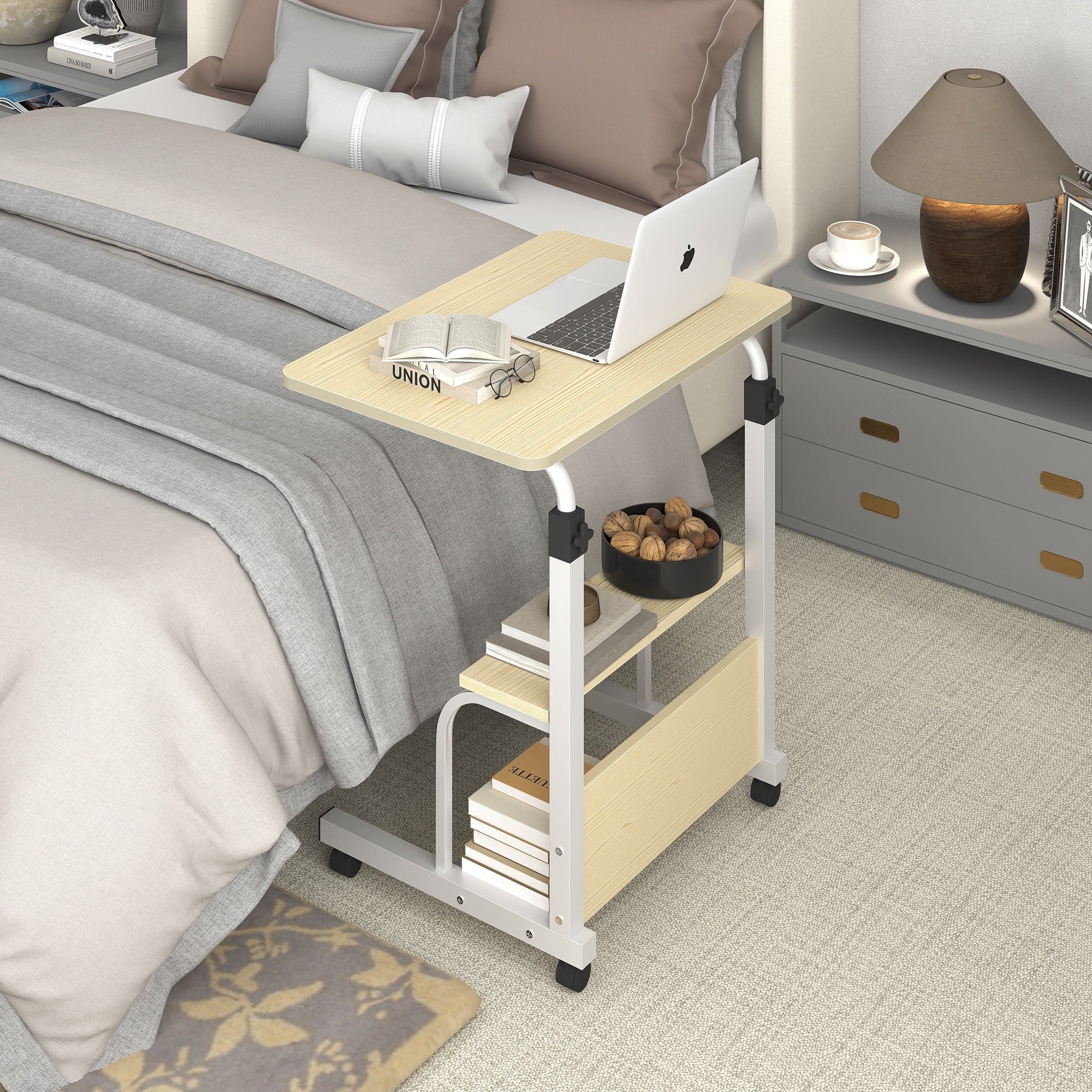 Harigal Adjustable Desk Height Mobile Computer Desk-Laptop Table for Home Office Furniture