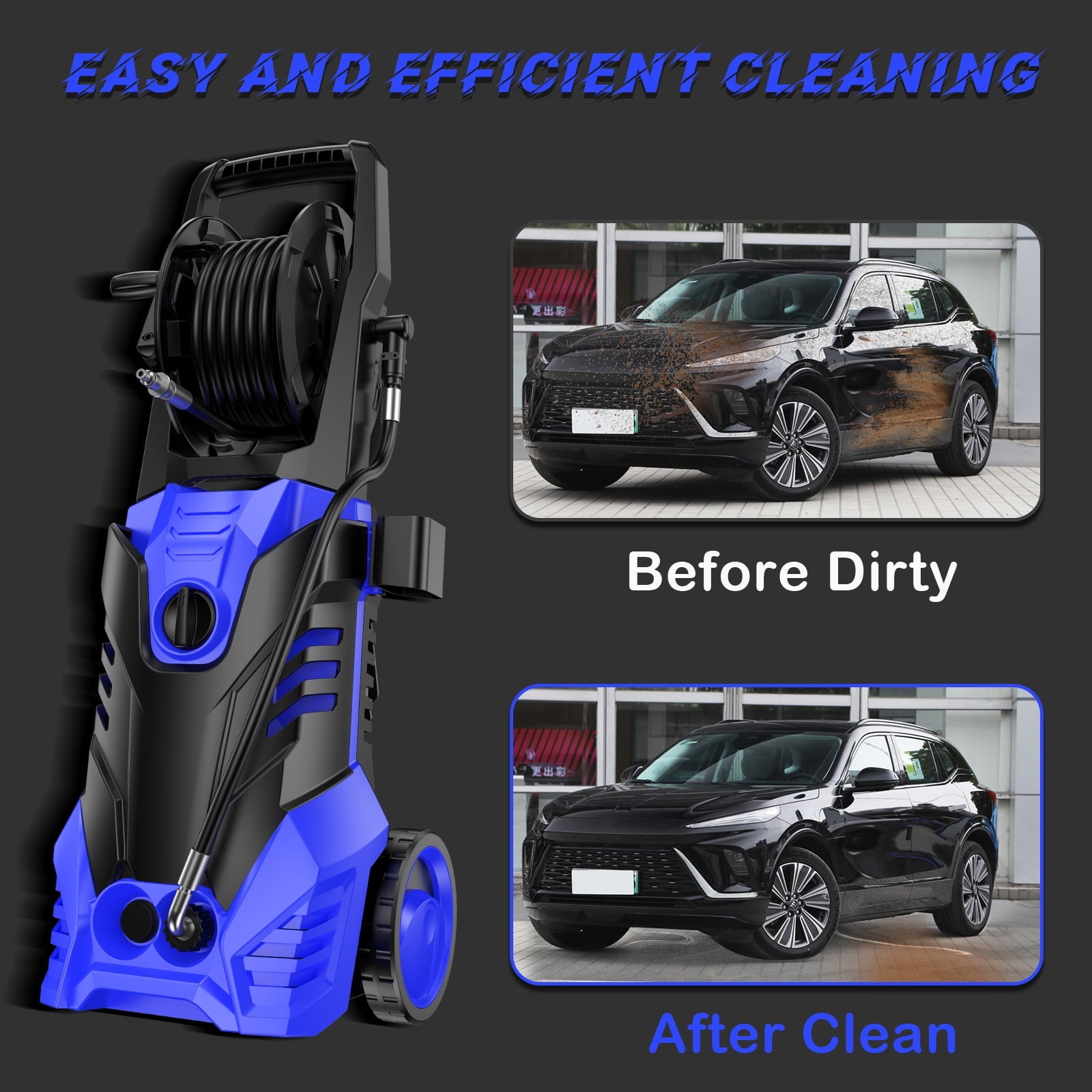 3000PSI Electric High Pressure Washer Machine 2 GPM 2200W w/ Deck Patio Cleaner