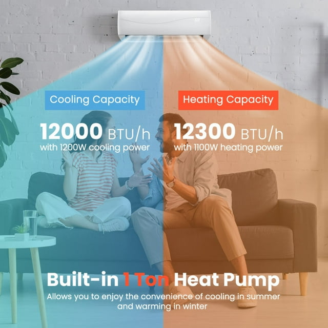 SUGIFT 12000 BTU Mini Split Air Conditioner & Heater Ductless 17 SEER2 750 Sq. Ft