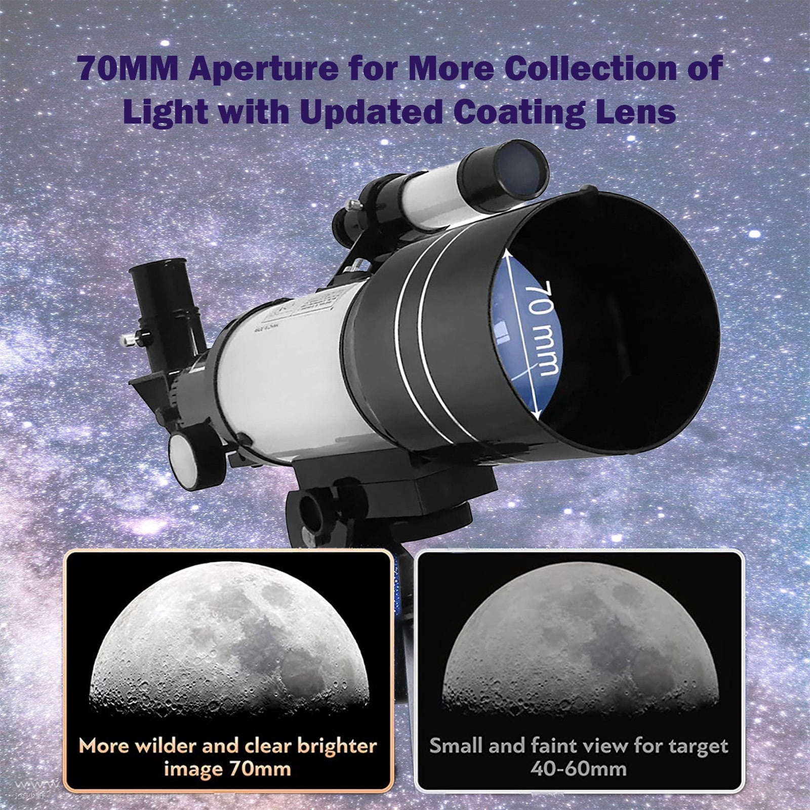 YouYeap Telescope High-Quality 70mm Aperture 400mm Travel Telescope for Kids Adults