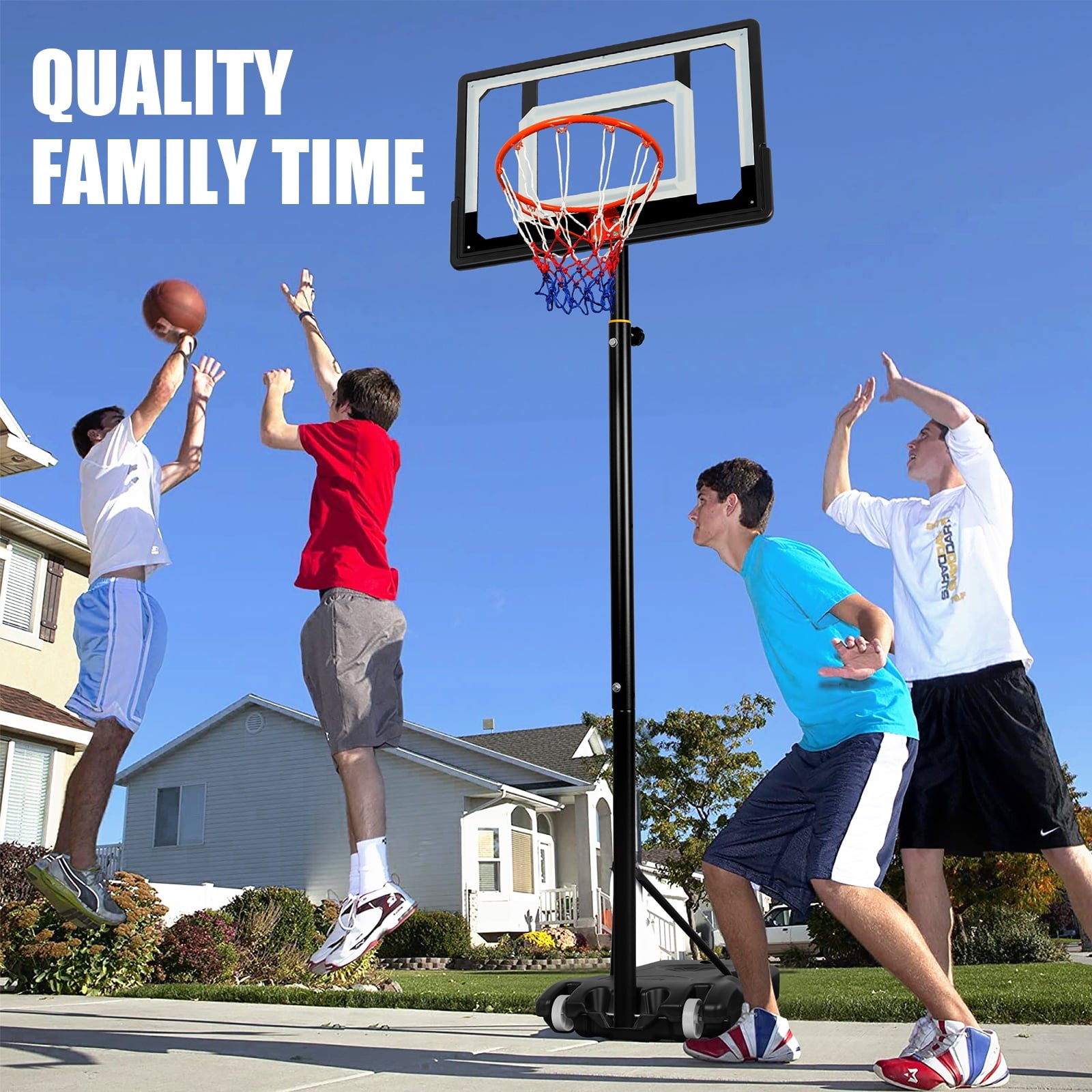 HONGGE Kids Basketball Hoop Outdoor 5-7ft Adjustable, Portable Basketball Hoops & Goals for Kids/Teenagers/Youth in Backyard/Driveway/Indoor, with 32 Inch Shatterproof Backboard and Larger Base