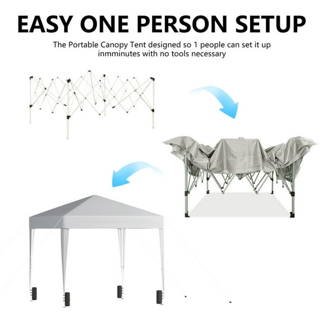 TBKLEY 10x10ft Pop Up Canopy Tent with Carry Bag for Backyard Home Party Outdoor Events, White