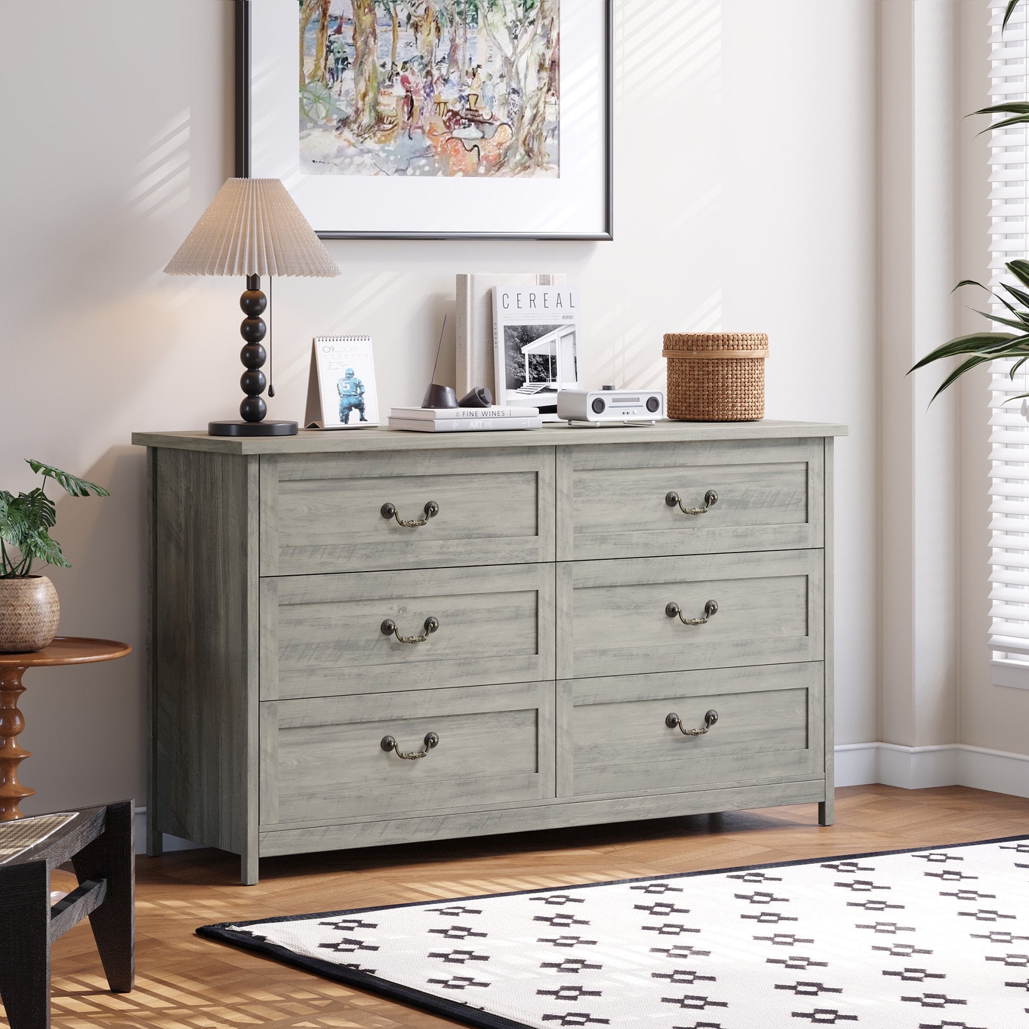 rustic grey dresser Gray Solid Wood & Mirror look material CUSchoice Grey Oak Solid Wood