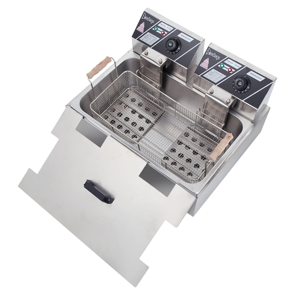 SUGIFT 110V Electric Fryer, 23.26Qt/22L Stainless Steel Large Single-Cylinder Electric Fryer 5000W Max