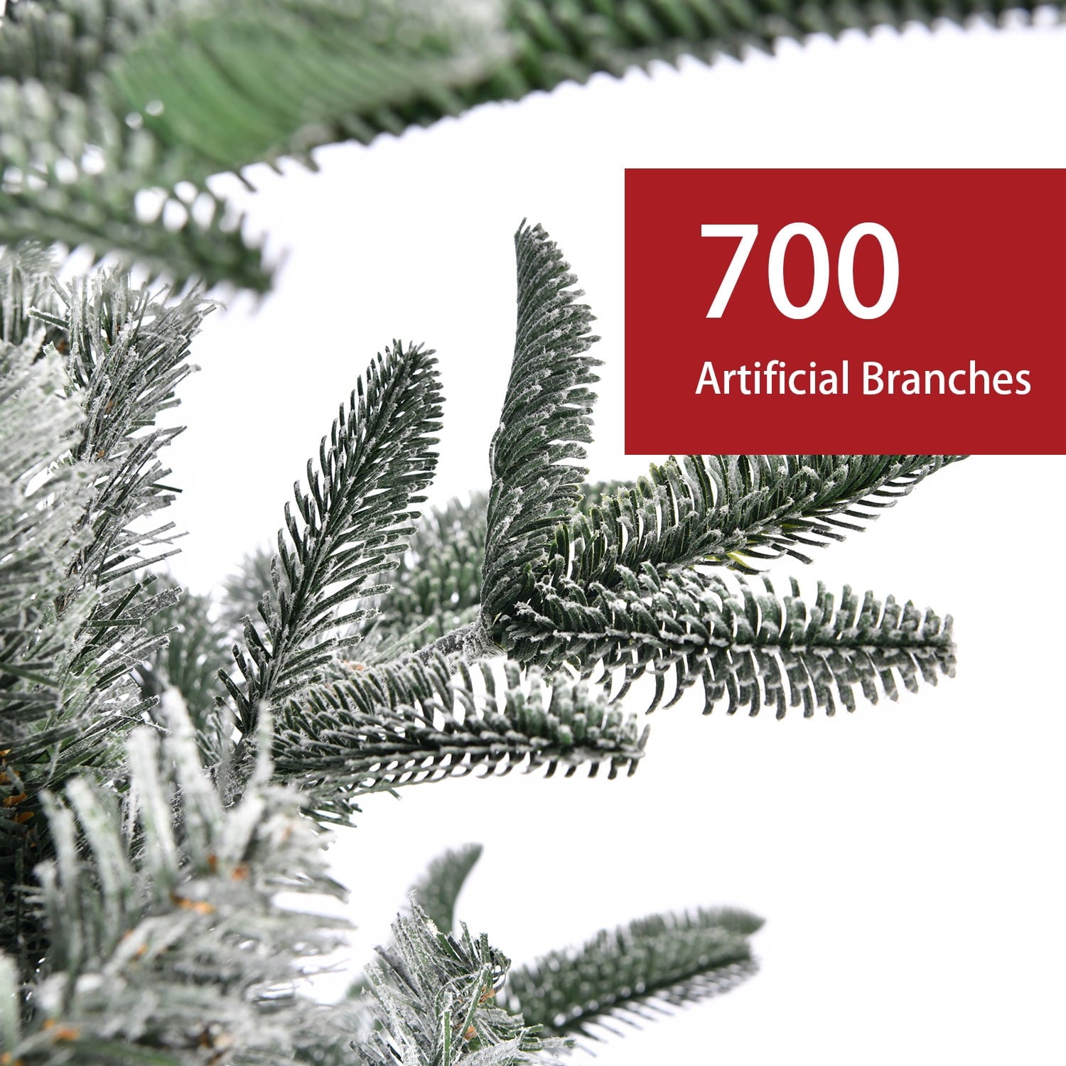 SUGIFT 7ft Aspen Fir Premium Christmas Tree Holiday Flocked Snow Pine 700 Branches