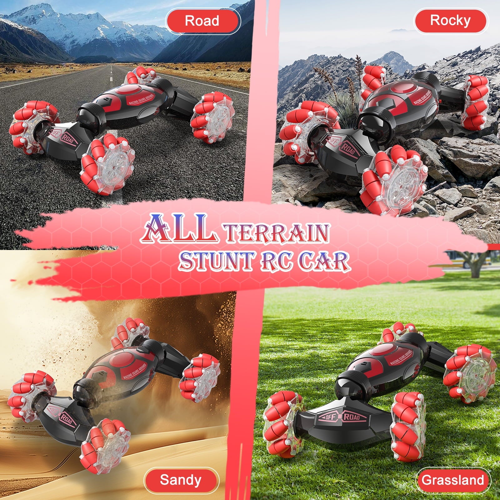 SUGIFT RC Stunt Car Gesture Sensing 4WD Double Sided Remote Control Twist Cars with Battery