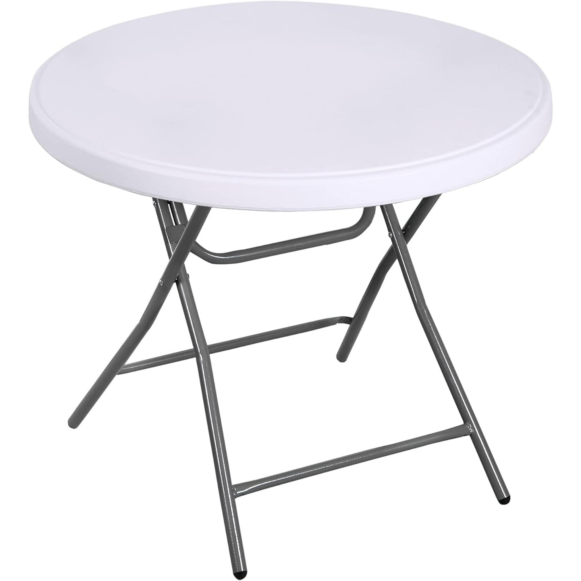 ALPULON 32 inch Round Folding Table for Outdoor Indoor Use, White