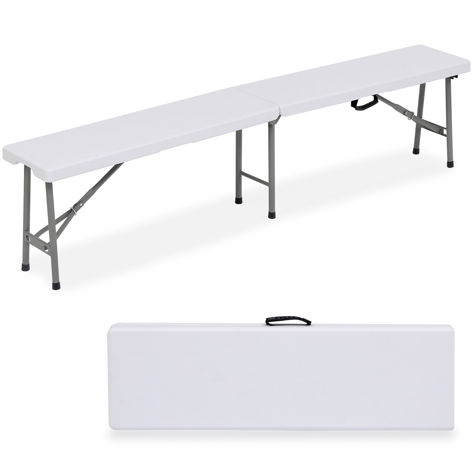 ALPULON 6ft Folding Bench Portable Plastic Foldable Bench, White