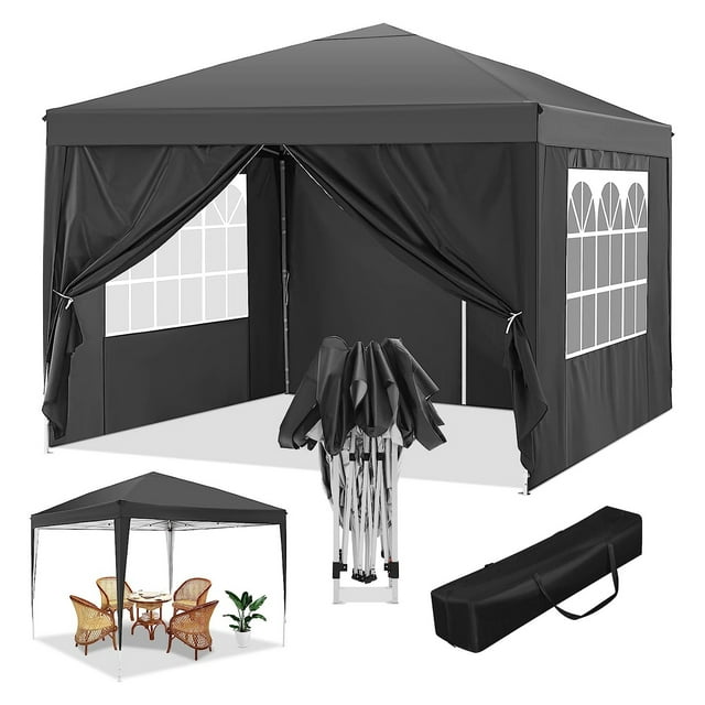 Canopy 10x10 Waterproof Pop up Canopy Tent with Sidewalls, Instant Outdoor Event Shelter Tent for Parties Sun Shade Party Commercial Canopy, Carry