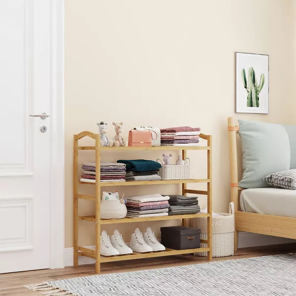 SUGIFT 4 Tier Bamboo Shoe Rack