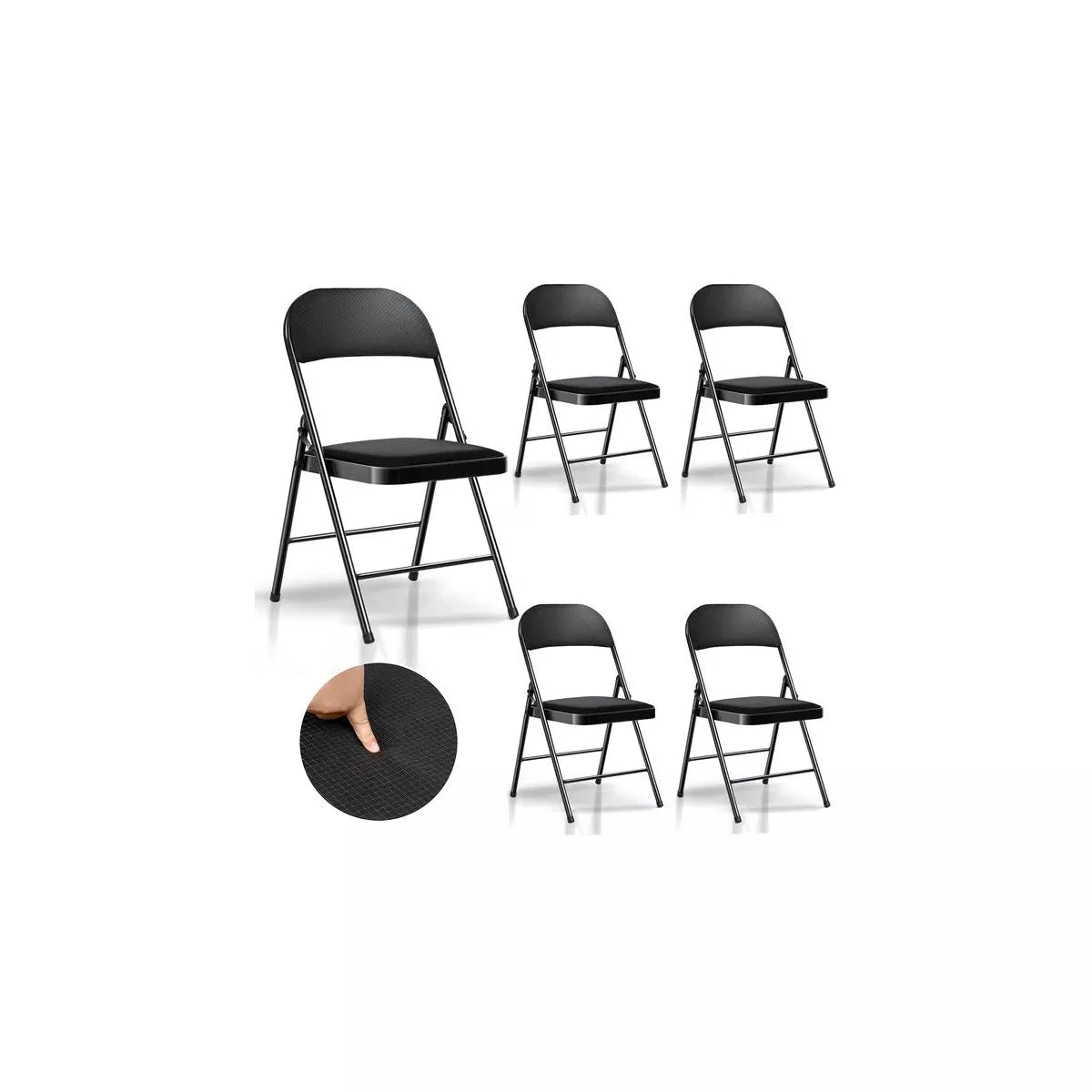 SUGIFT 4 Pack Black Padded Metal Folding Chair for Outdoor Indoor