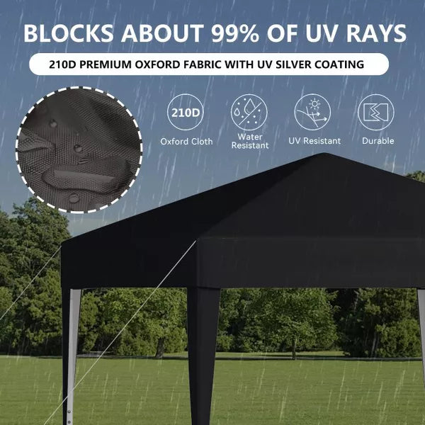 SUGIFT 10ftx10ft? Pop Up Canopy Tent,Easy Setup Instant Canopy with Carry Bag for Backyard Home Party Outdoor Events, Black