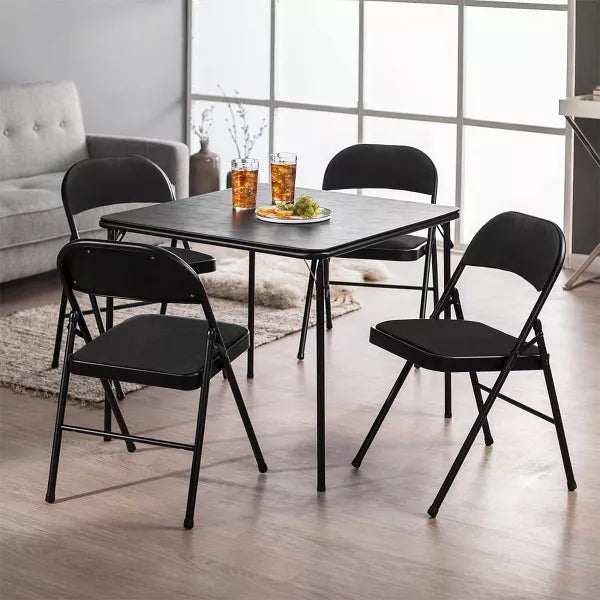 SUGIFT 4 Pack Black Padded Metal Folding Chair for Outdoor Indoor