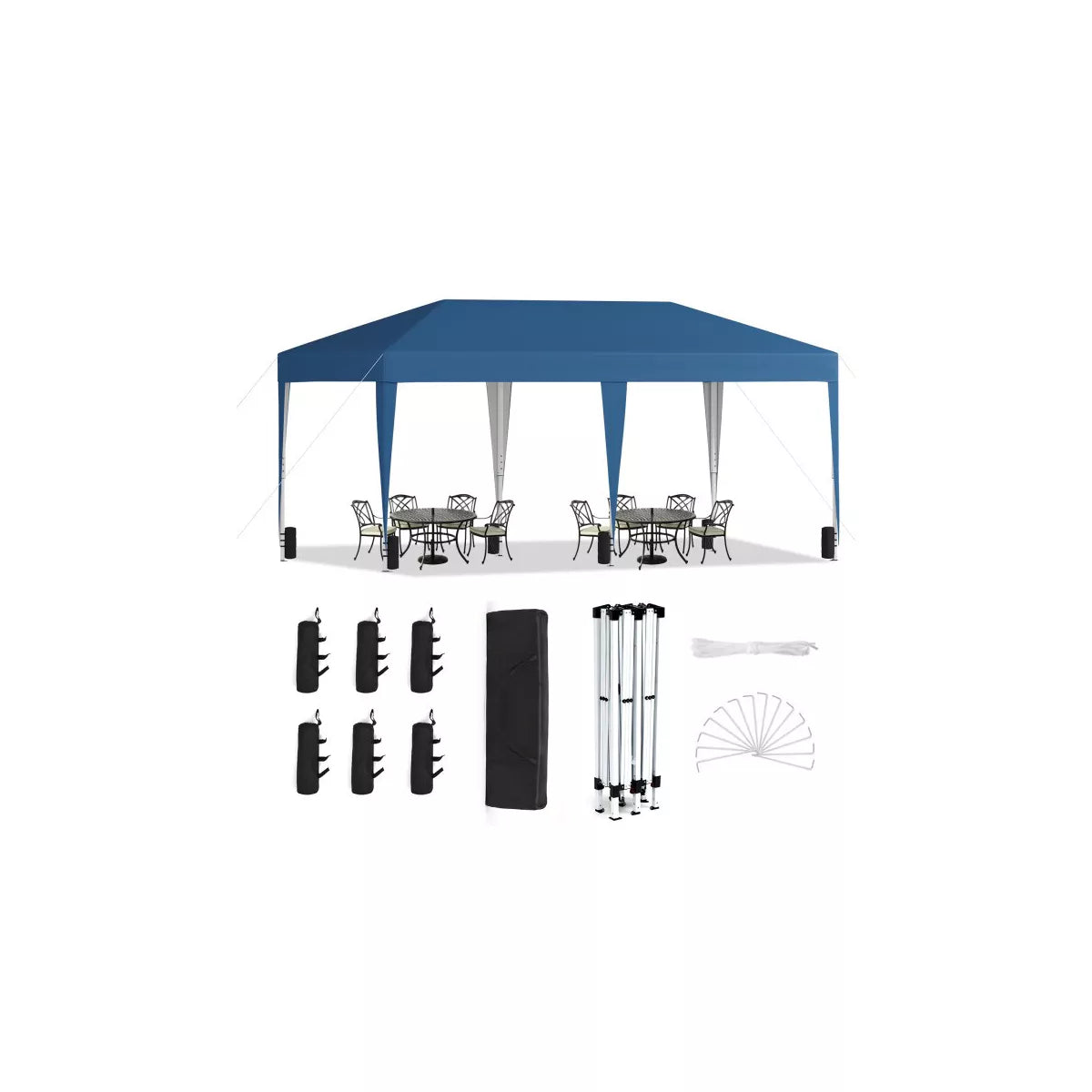 SUGIFT 10ft x 20ft Pop Up Canopy Tent, Outdoor Instant Gazebo Sun Shade Shelter with Carry Bag, for Catering, Events, Wedding, Backyard BBQ,? Blue