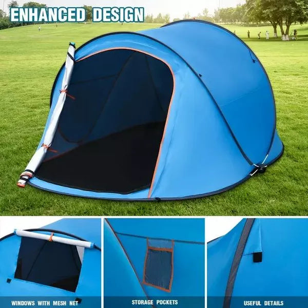 SUGIFT 2 Person Instant Pop-up Tent Waterproof Family Camping Tent, Blue
