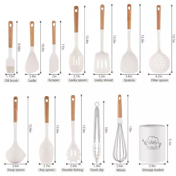 SUGIFT 13 Piece Silicone Cooking Utensils Set