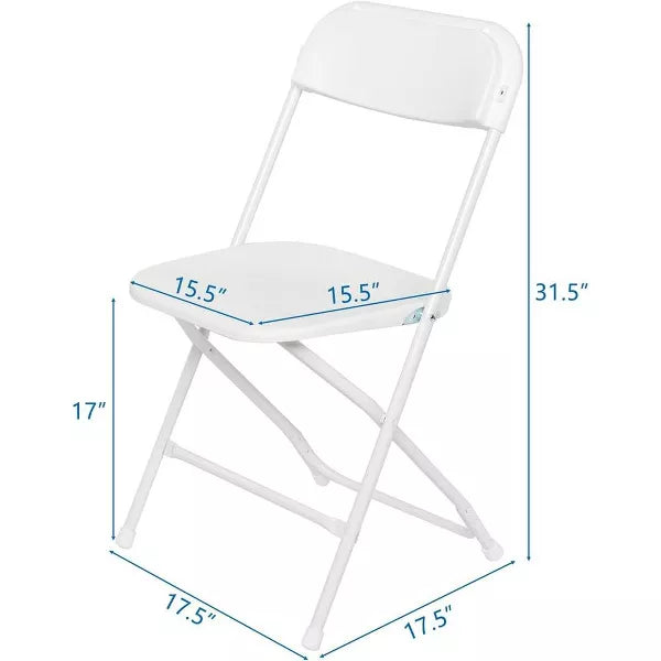 SUGIFT 10 Pack Plastic Folding Chair Outdoor Indoor White Folding Chairs, 350lbs Capacity, White