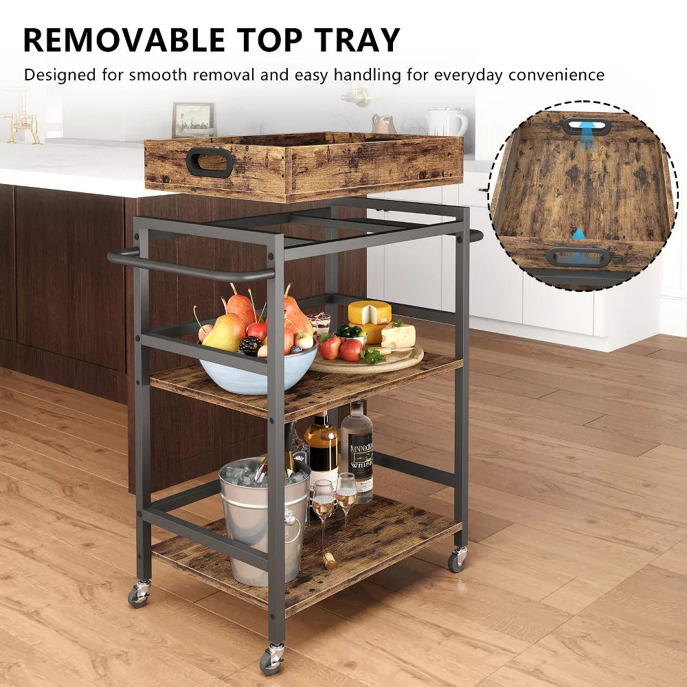 SUGIFT 3 Tier Rolling Kitchen Cart