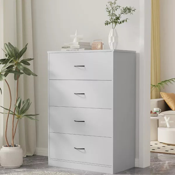 SUGIFT Modern 4 Drawer Dresser, Storage Cabinet Dresser Organizer Unit with Handle for Living Room, Hallway, Entryway, Gray