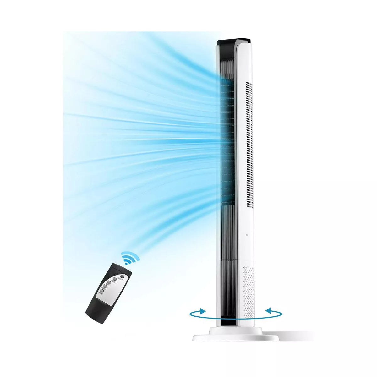SUGIFT Quiet Bladeless Oscillating Tower Fan with 3 Speed,White