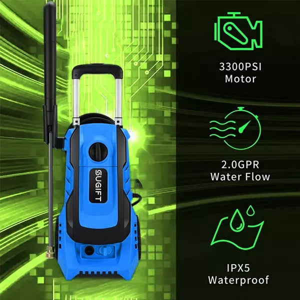 SUGIFT 3300PSI Electric Pressure Washer 2.0GPM Max, Blue