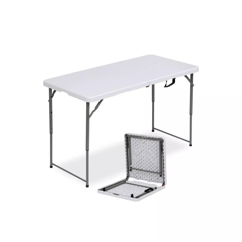 SUGIFT 4ft Portable Plastic Folding Tables for Home Garden Office Indoor Outdoor, White