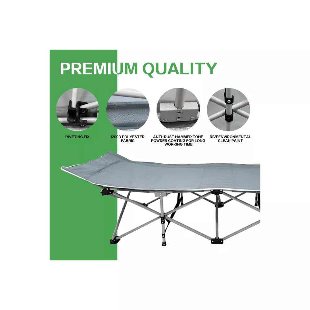 SUGIFT Camping Cot with Mattress 75" x 28" inch Folding Bed with Carry Bag, Silver