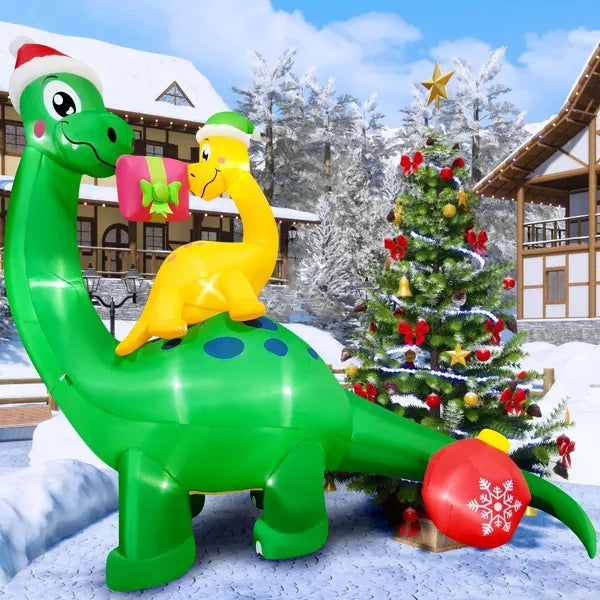 SUGIFT 9.5ft Christmas Dinosaur Inflatable Decorations