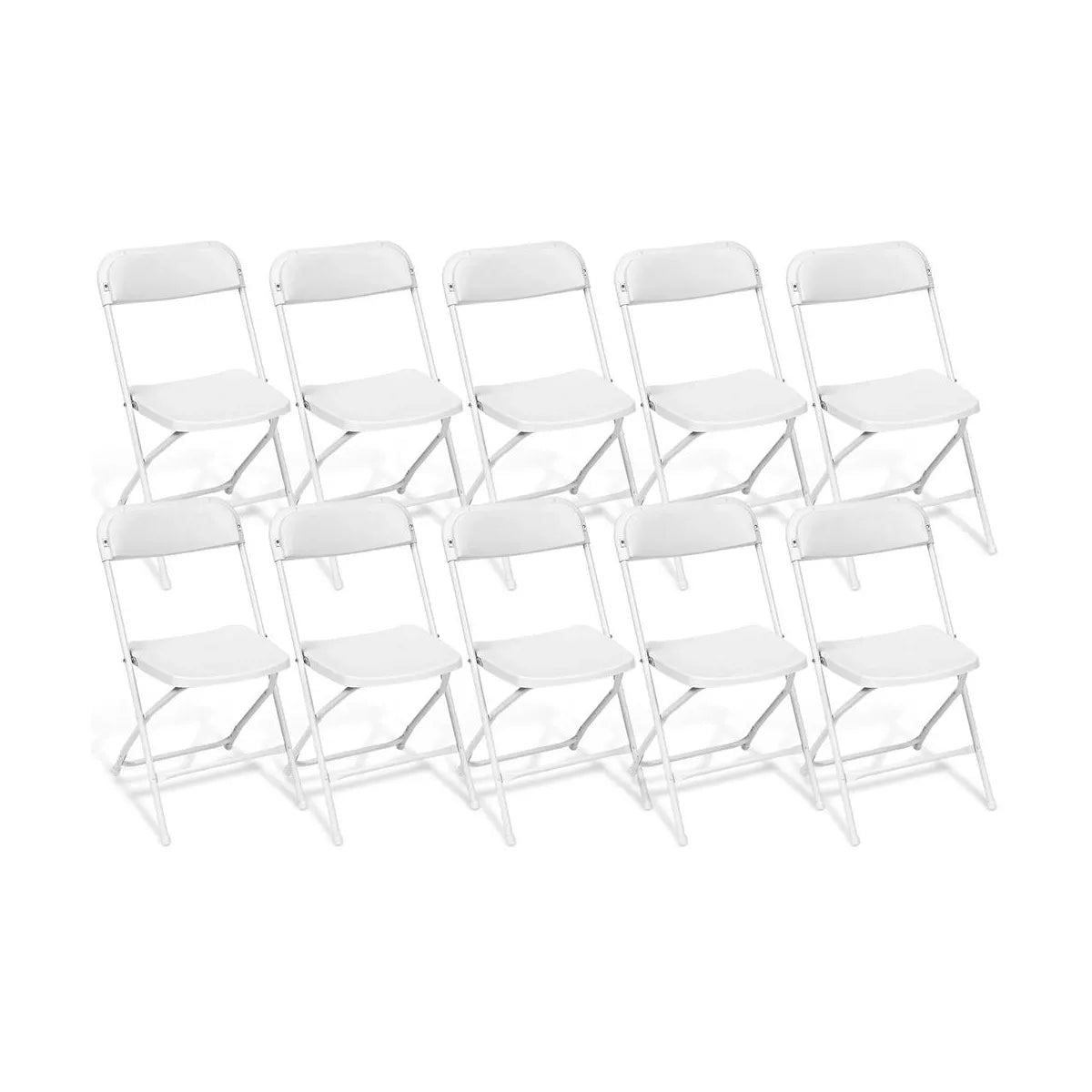 SUGIFT 10 Pack Plastic Folding Chair Outdoor Indoor White Folding Chairs, 350lbs Capacity, White