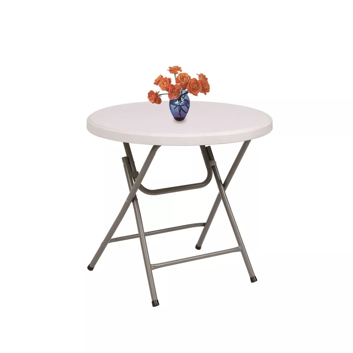 SUGIFT 32in Round Folding Table Portable Indoor Outdoor Plastic Dining Table,? White