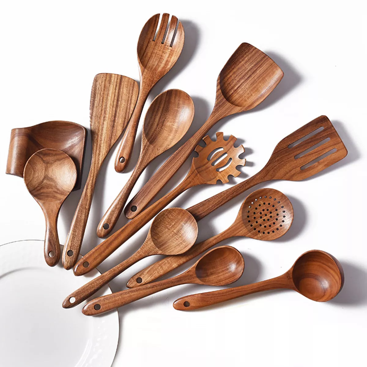 SUGIFT 13-Piece Wooden Kitchen Utensil Set