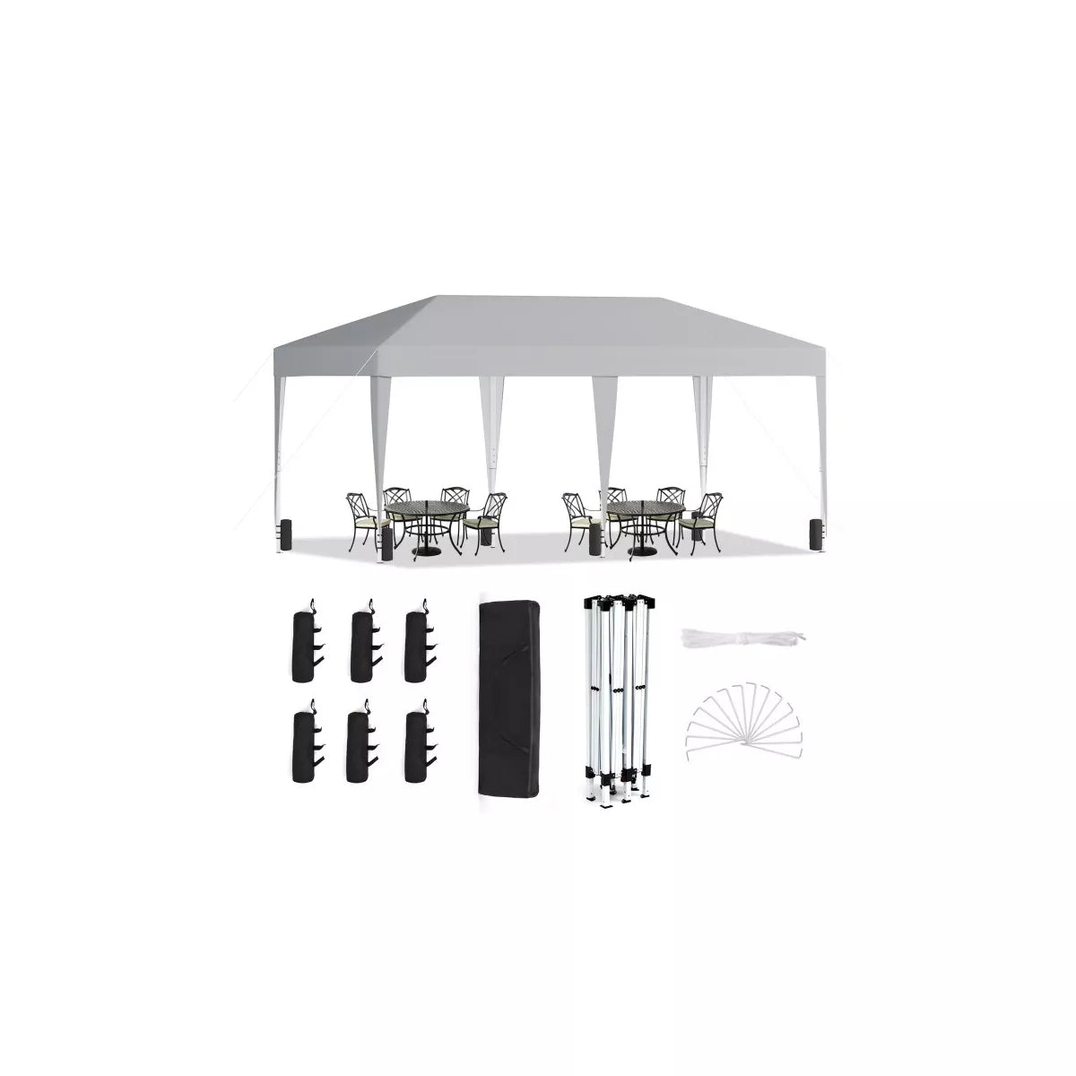 SUGIFT 10ft x 20ft Pop Up Canopy Tent, Outdoor Instant Gazebo Sun Shade Shelter with Carry Bag, for Catering, Events, Wedding, Backyard BBQ,? White