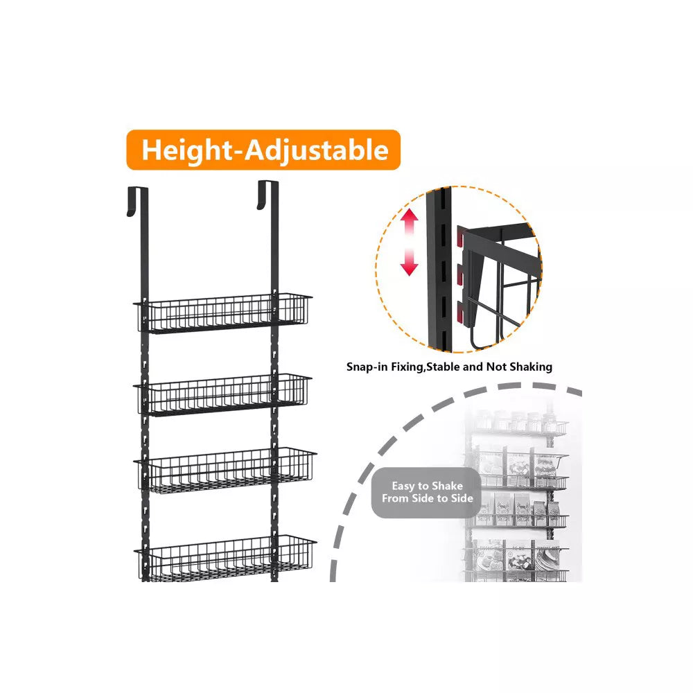 SUGIFT Over the Door Pantry Organizer with 6 Tier Adjustable Shelves, Black