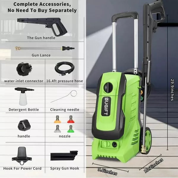 SUGIFT 3300PSI Electric Pressure Washer 2.0GPM Max, Green